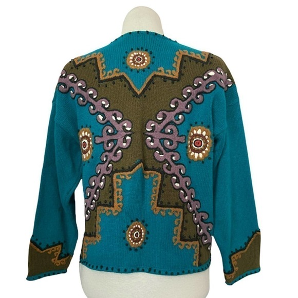 rafia Vintage 80's Embroidered Sweater Women's Size M - Picture 2 of 8